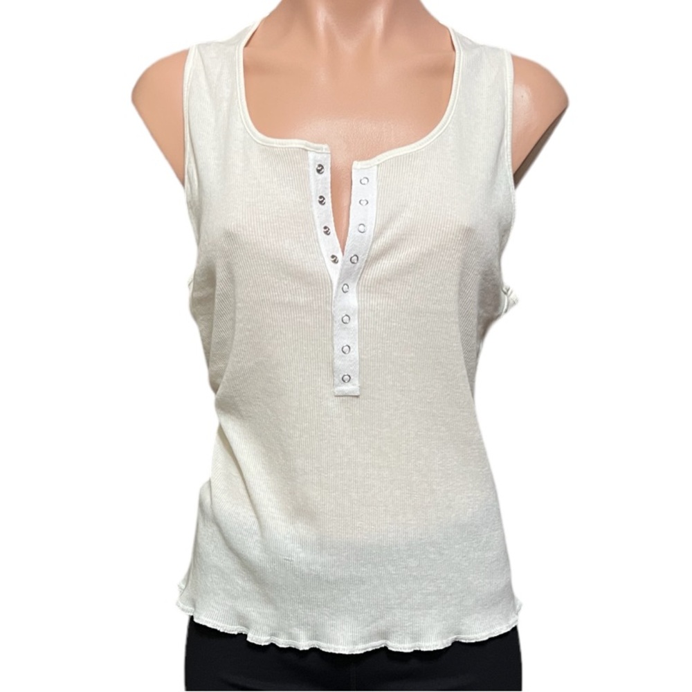 Free People Intimately Button Up Tank Top Color- Ivory Size M NWOT